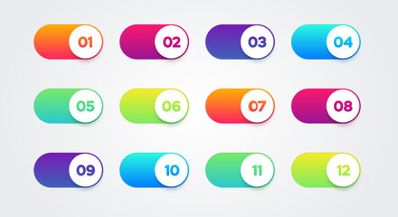 Poster - vector illustration colorful switch set. buttons with numbers.