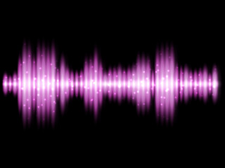 Poster - Sound waves oscillating glow light, Abstract technology dark background - Vector