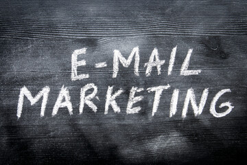 Wall Mural - EMAIL MARKETING. Black painted wood and chalk inscription