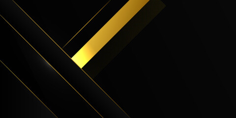 Poster - Abstract luxury light with line gold black gradient background