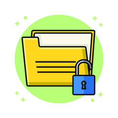 Poster - Unlock Document Folder Setting Icon Design. Open Data Document Vector Illustration