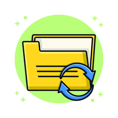 Poster - Synchronize Document Folder Setting Icon Design. Document Storage Synchronous Vector Illustration