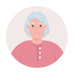 Canvas Print - cute old woman in frame circular, grandmother in frame circular on white background vector illustration design