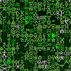 Alternative of digital green matrix and computer code symbols seamless pattern