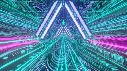 Sticker - 3D rendering of a cool trippy futuristic hallway in a triangular form