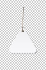 Poster - Blank white triangle paper price tag isolated on transparent background