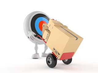 Wall Mural - Bull's eye character with hand truck