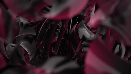 Computer graphics in motion three dimensional curved rounded shapes in maroon