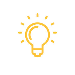 Idea icon, shinning light bulb. Electric lamp linear pictogram. Bright solution symbol.