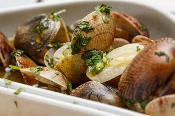 Poster - Closeup shot of a dish with sea shells