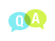 Q and A icon. Blue and green q & a logo.  Question and answers icon. 