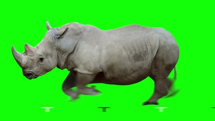 Wall Mural - Isolated rhinoceros cyclical running. Can be used as a silhouette. Green Screen.