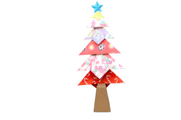 Wall Mural - Christmas paper origami tree
