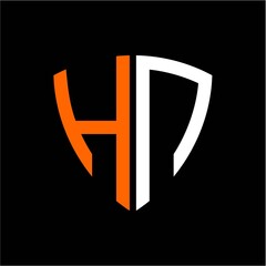 H N initials white orange shield with black background