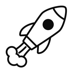 Poster - space rocket icon, line style