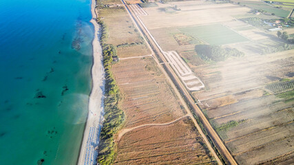 Poster - Overhead aerial view of coastline, ocean and beach