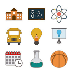 Wall Mural - school education knowledge elements flat icons set with shadow