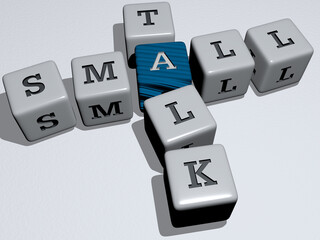Poster - combination of small talk built by cubic letters from the top perspective, excellent for the concept