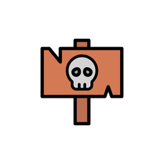 Poster - Sign, skull icon. Simple color with outline vector elements of pirate icons for ui and ux, website or mobile application