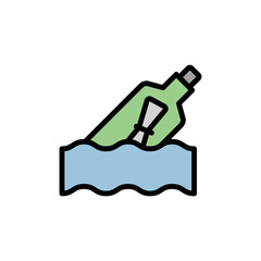 Sticker - Bottle, sea icon. Simple color with outline vector elements of pirate icons for ui and ux, website or mobile application