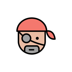 Poster - Pirate, one-eyed icon. Simple color with outline vector elements of pirate icons for ui and ux, website or mobile application