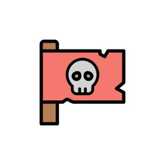Poster - Flag, skull icon. Simple color with outline vector elements of pirate icons for ui and ux, website or mobile application