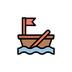 Poster - Boat icon. Simple color with outline vector elements of pirate icons for ui and ux, website or mobile application