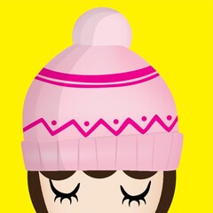 Sticker - girl with beanie cap