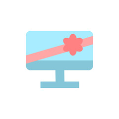 Poster - Monitor, ribbon icon. Simple color vector elements of present icons for ui and ux, website or mobile application