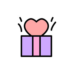 Poster - Gift, box, present, heart icon. Simple color with outline vector elements of present icons for ui and ux, website or mobile application