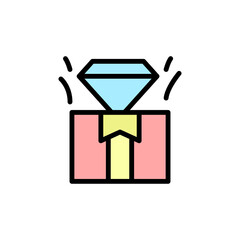 Poster - Gift, box, present, diamond icon. Simple color with outline vector elements of present icons for ui and ux, website or mobile application