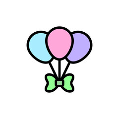 Poster - Ribbon, balloon, present icon. Simple color with outline vector elements of present icons for ui and ux, website or mobile application