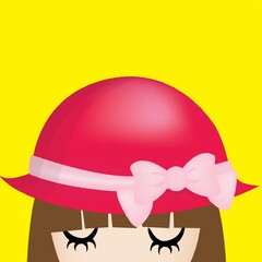 Sticker - girl with bow hat