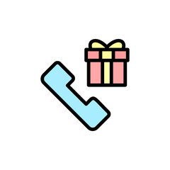 Poster - Gift, box, present, phone icon. Simple color with outline vector elements of present icons for ui and ux, website or mobile application