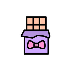 Poster - Chocolate, ribbon icon. Simple color with outline vector elements of present icons for ui and ux, website or mobile application