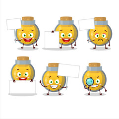 Wall Mural - Golden potion cartoon character bring information board