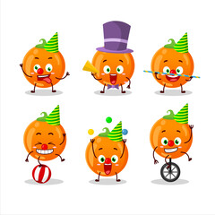 Sticker - Cartoon character of halloween orange candy with various circus shows