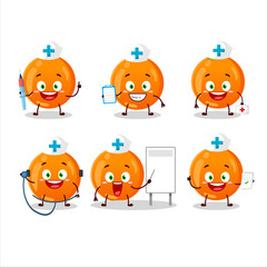 Canvas Print - Doctor profession emoticon with halloween orange candy cartoon character