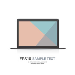 Poster - modern laptop with colored screen realistic mockup gadgets and devices concept copy space vector ill