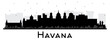 Havana Cuba City Skyline Silhouette with Black Buildings Isolated on White.