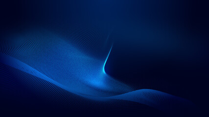 Canvas Print - Dot blue wave light screen gradient texture background. Abstract ai technology big data digital background. 3d rendering.