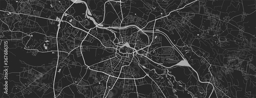 Fotografía Urban city map of Wroclaw. Vector poster. Grayscale street map.