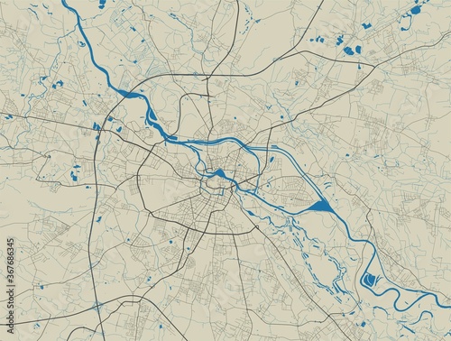Fotografía Vector map of Wroclaw. Street map art poster illustration.