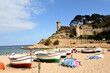 beach and old town of the village of Tossa de Mar, Girona province, Catalonia, Spain