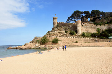 beach and old town of the village of Tossa de Mar, Girona province, Catalonia, Spain