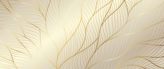 Luxury golden wallpaper. Art Deco Pattern, Vip invitation background texture for print, fabric, packaging design, invite.  Vintage vector illustration
