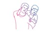© Anna - Happy family. Father and son. Rainbow colours in linear vector illustration.