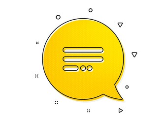 Poster - chat comment sign. text message icon. speech bubble symbol. yellow circles pattern. classic text mes