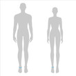 © Vectoressa - Women and men to do ankle measurement fashion Illustration for size chart. 7.5 head size girl and boy for site or online shop. Human body infographic template for clothes.