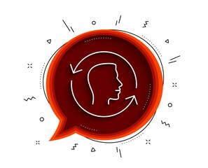Aufkleber - Face scanning repeat line icon. Chat bubble with shadow. Face id update sign. Head symbol. Thin line face id icon. Vector